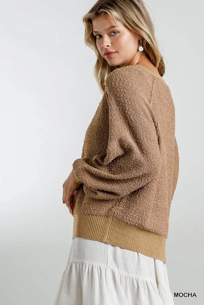 Blue Zone Planet |  Ava's Puff Sleeve Boat Neck Sweater