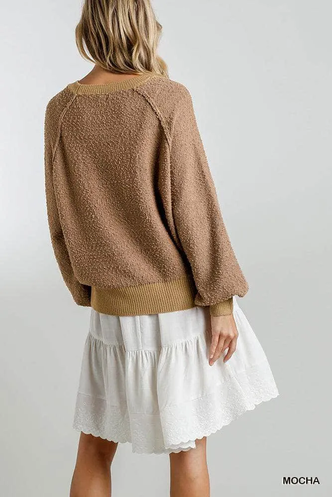 Blue Zone Planet |  Ava's Puff Sleeve Boat Neck Sweater