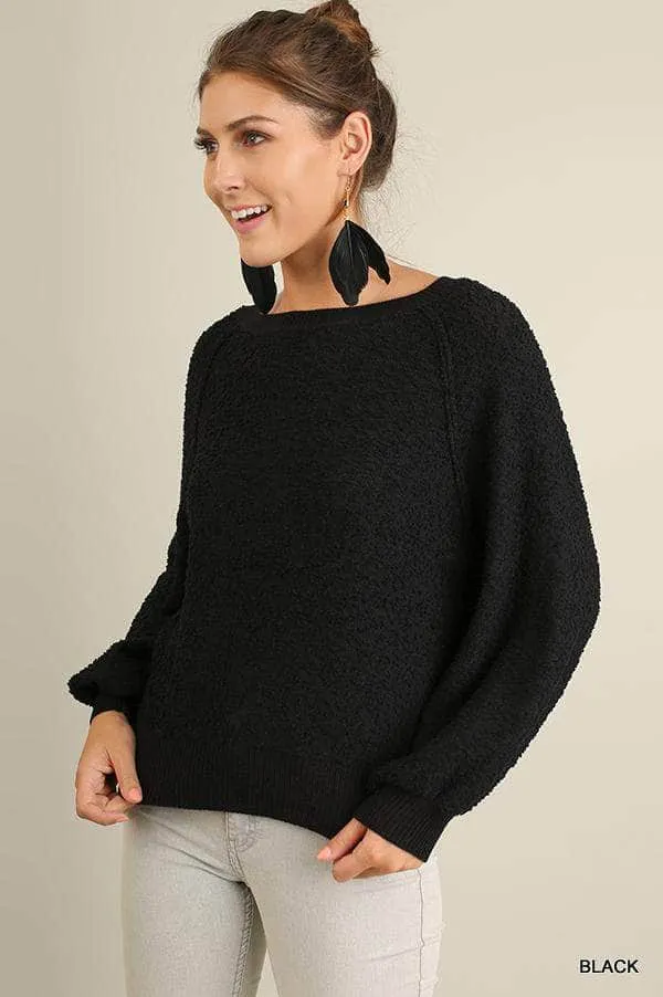 Blue Zone Planet |  Ava's Puff Sleeve Boat Neck Sweater