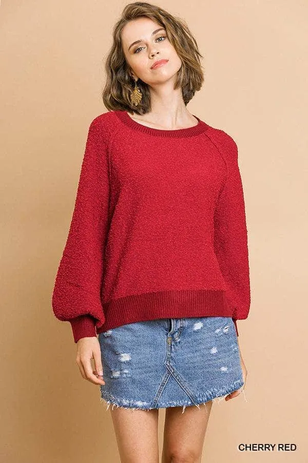 Blue Zone Planet |  Ava's Puff Sleeve Boat Neck Sweater
