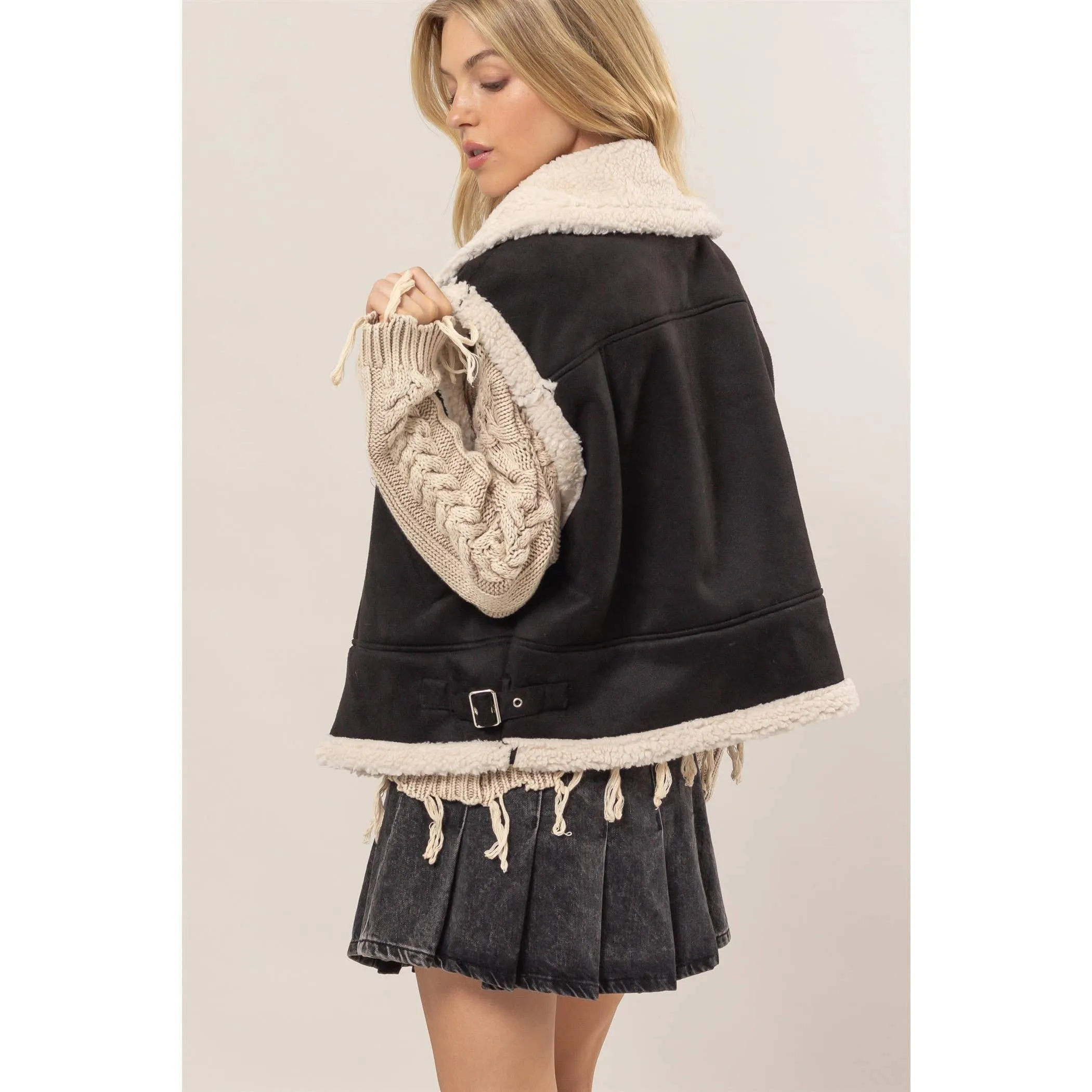 Bonnie Contrast Sherpa Suede Vest