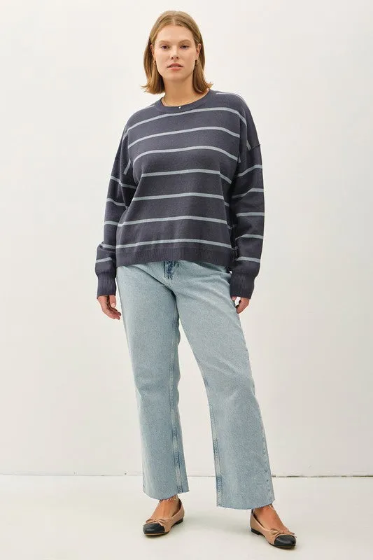 Boxy Cut Crewneck Sweater (Plus)