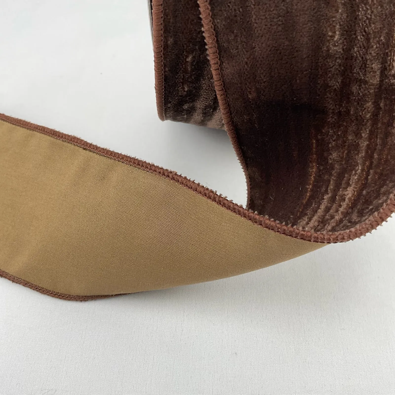 Brown crinkled velvet 2.5” 20 yards