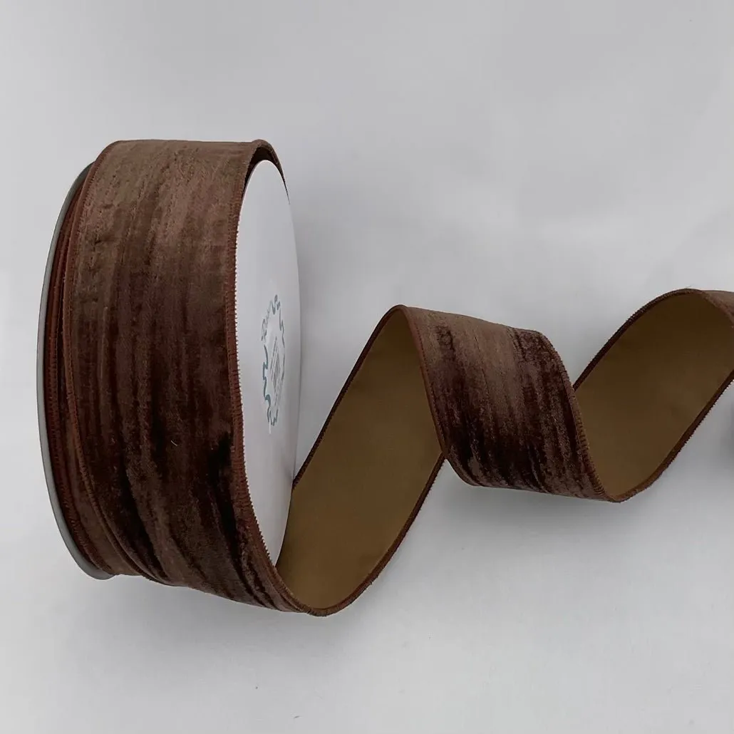 Brown crinkled velvet 2.5” 20 yards