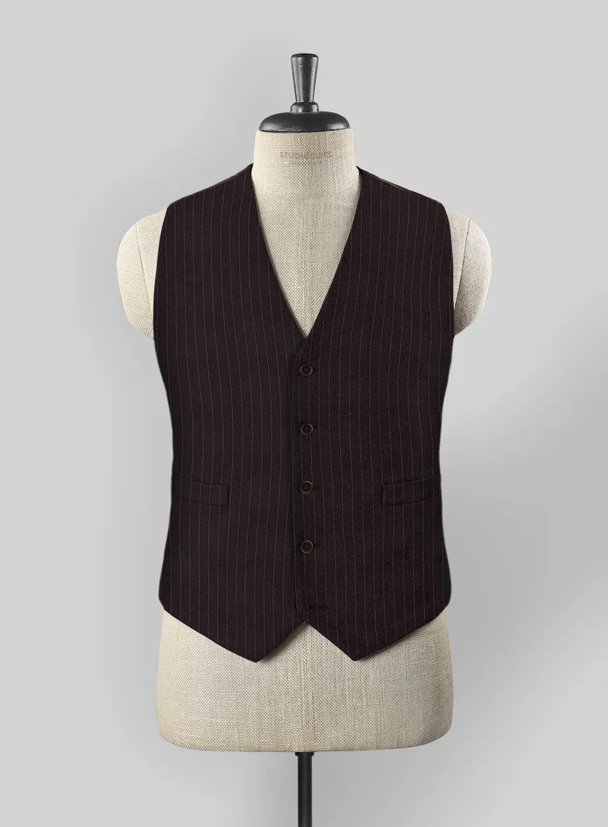 Brown Pinstripe Wool Waist Coat