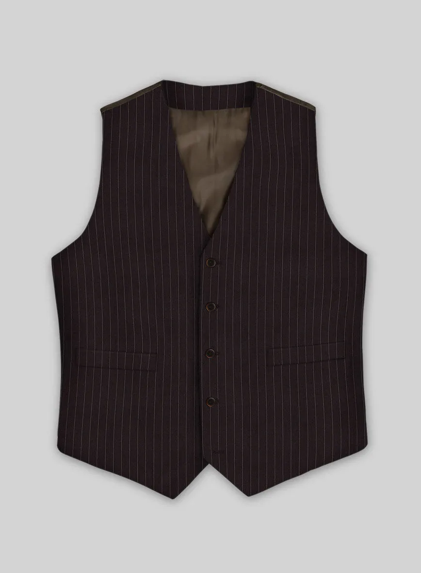 Brown Pinstripe Wool Waist Coat