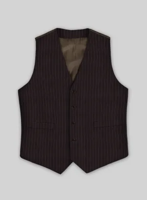 Brown Pinstripe Wool Waist Coat
