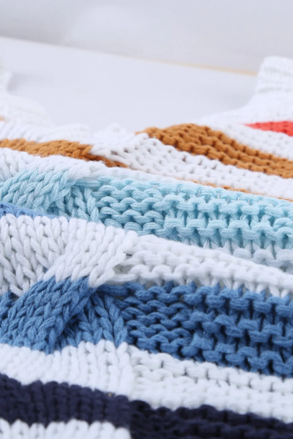 Bubblegum V-Neck Braided Knit Sweater