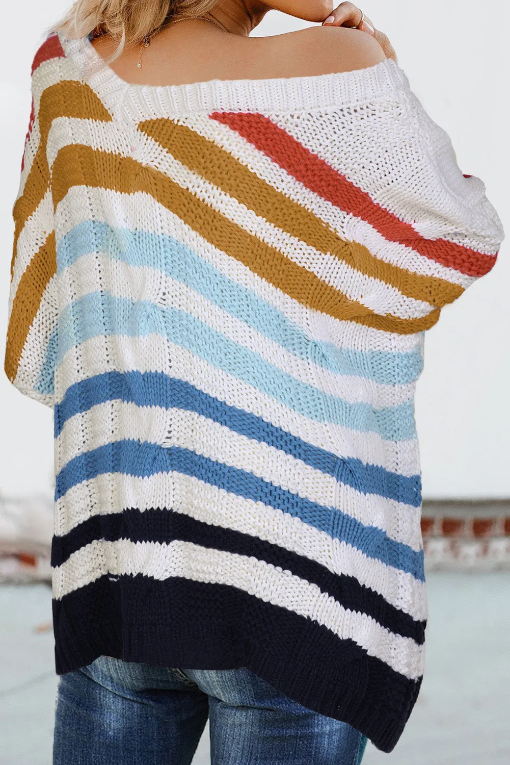 Bubblegum V-Neck Braided Knit Sweater