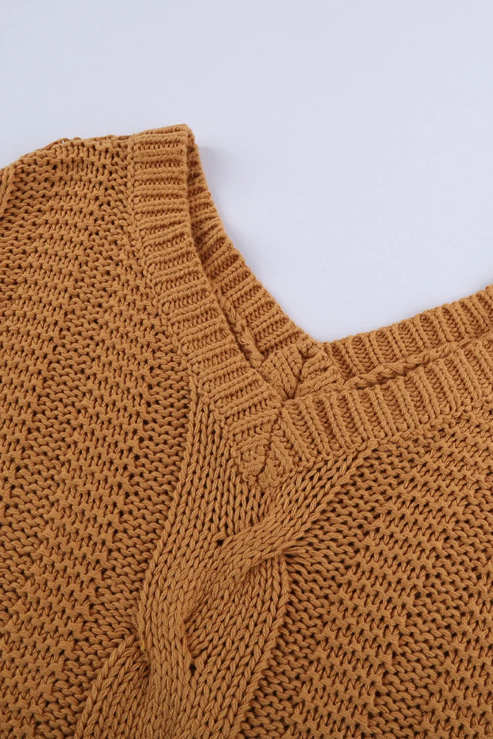 Bubblegum V-Neck Braided Knit Sweater