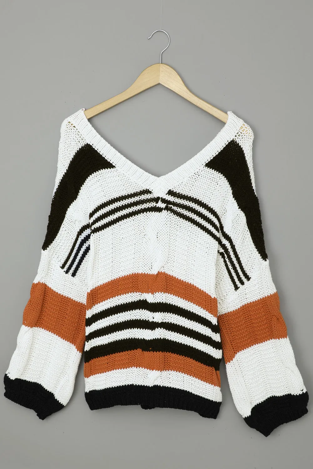 Bubblegum V-Neck Braided Knit Sweater
