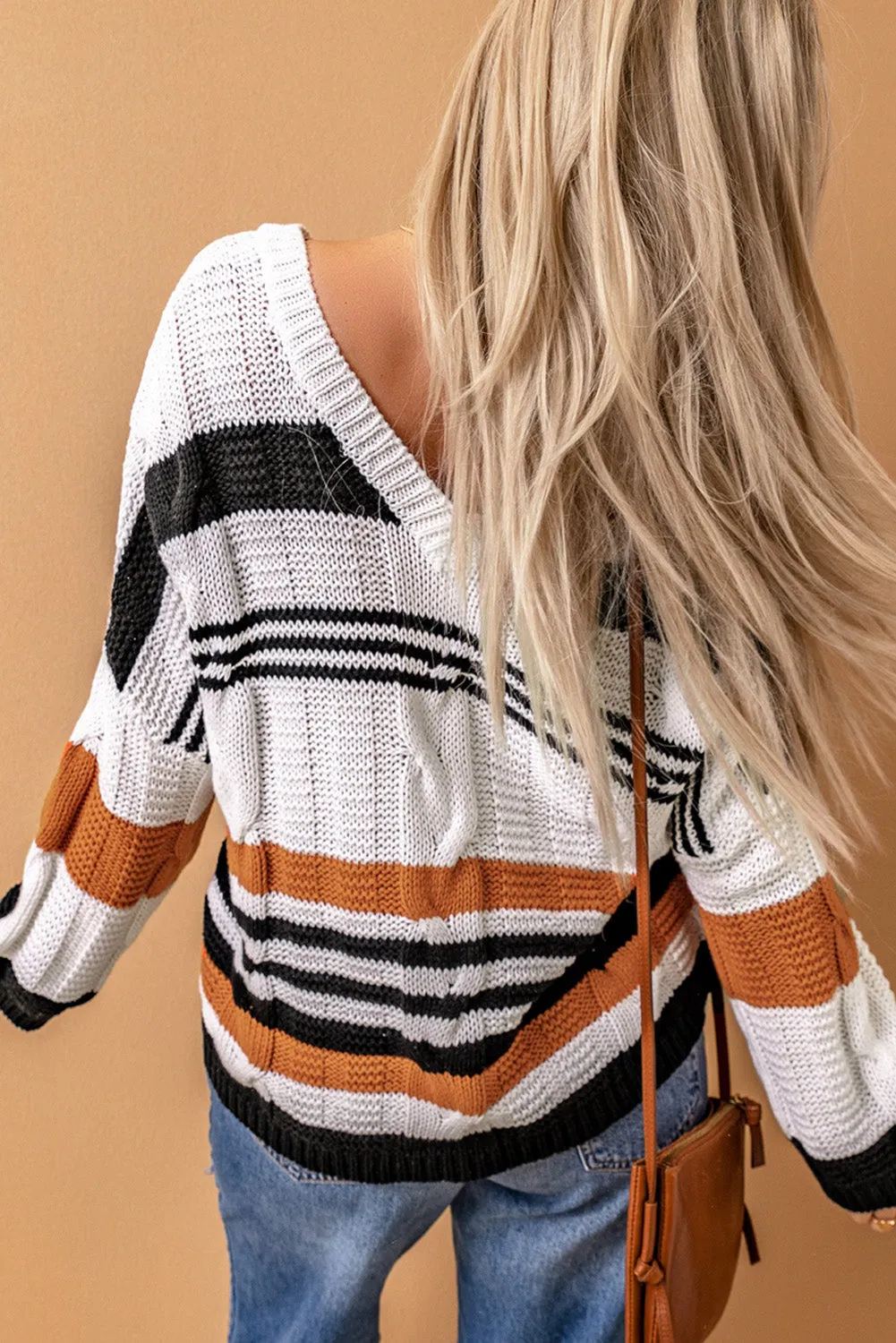 Bubblegum V-Neck Braided Knit Sweater