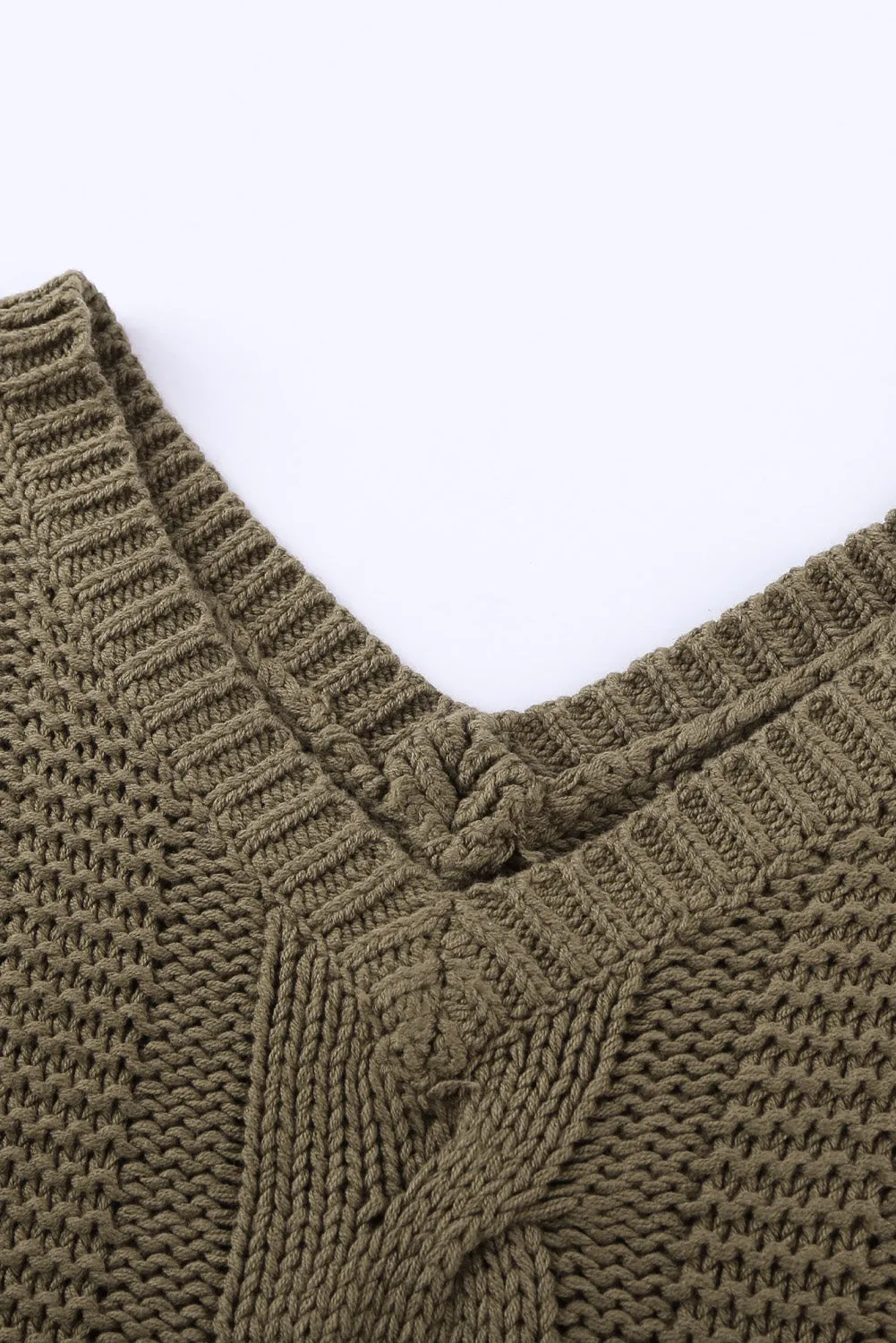 Bubblegum V-Neck Braided Knit Sweater
