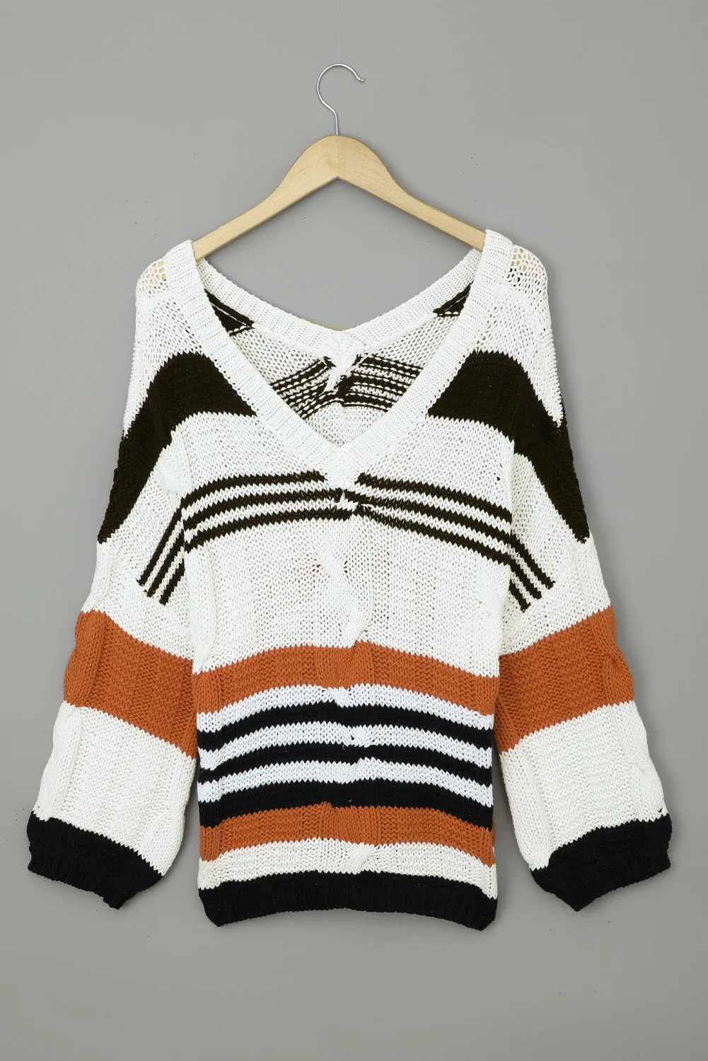 Bubblegum V-Neck Braided Knit Sweater