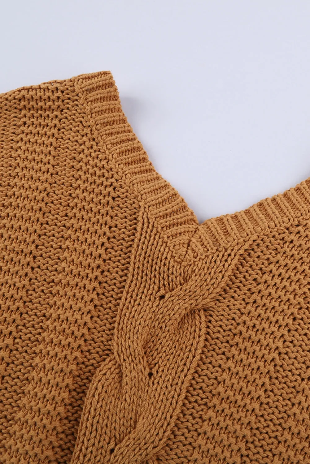 Bubblegum V-Neck Braided Knit Sweater