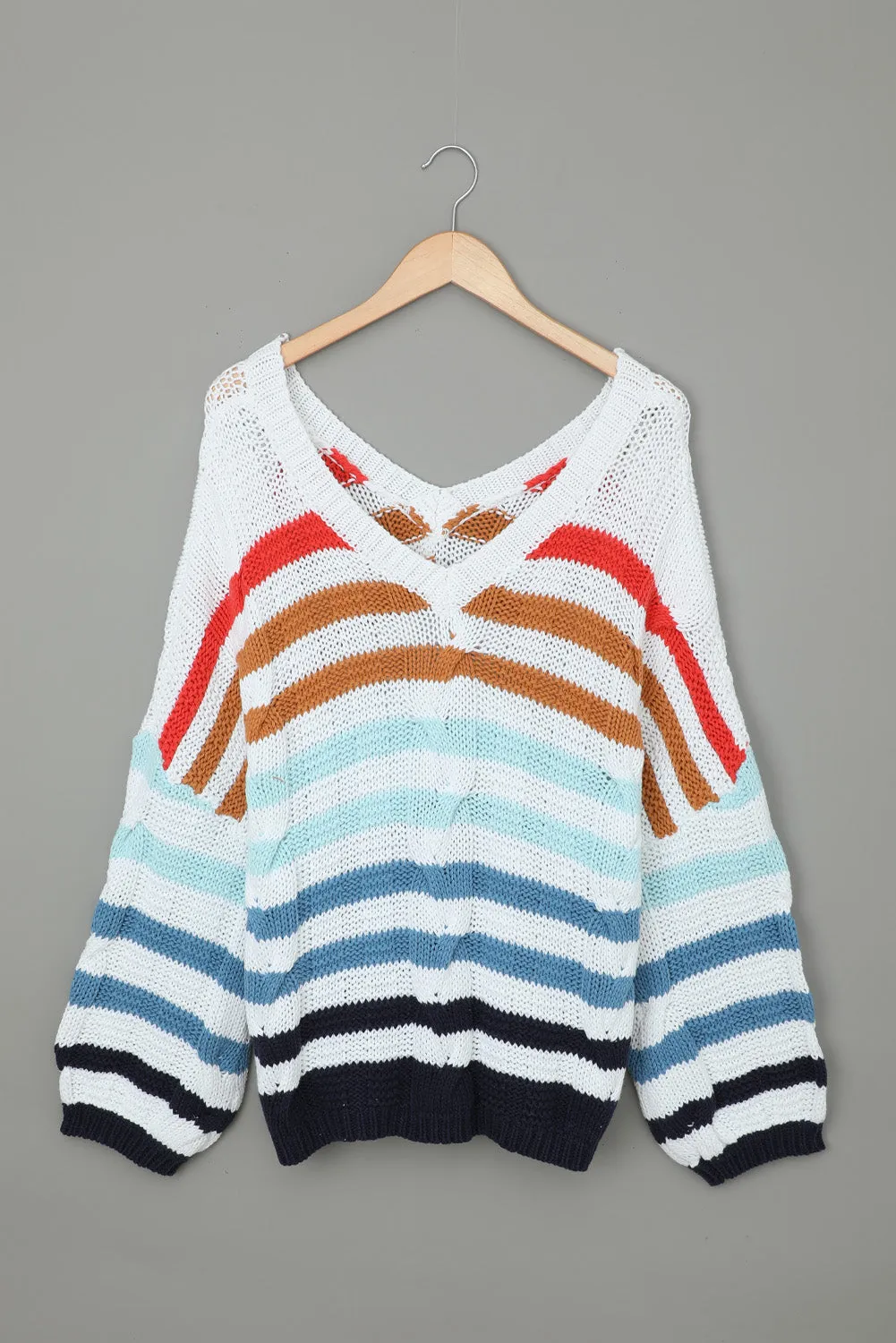 Bubblegum V-Neck Braided Knit Sweater