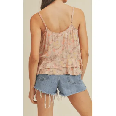 Cami Top with Floral and Flounce Design
