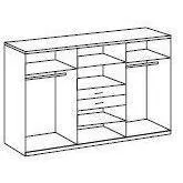 CAMILLA  Oak And Graphite 8 Doors 2 Drawers Mirrored wardrobe