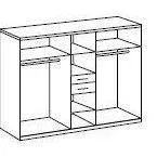 CAMILLA  White And Oak 6 Doors 2 Drawers Mirrored wardrobe