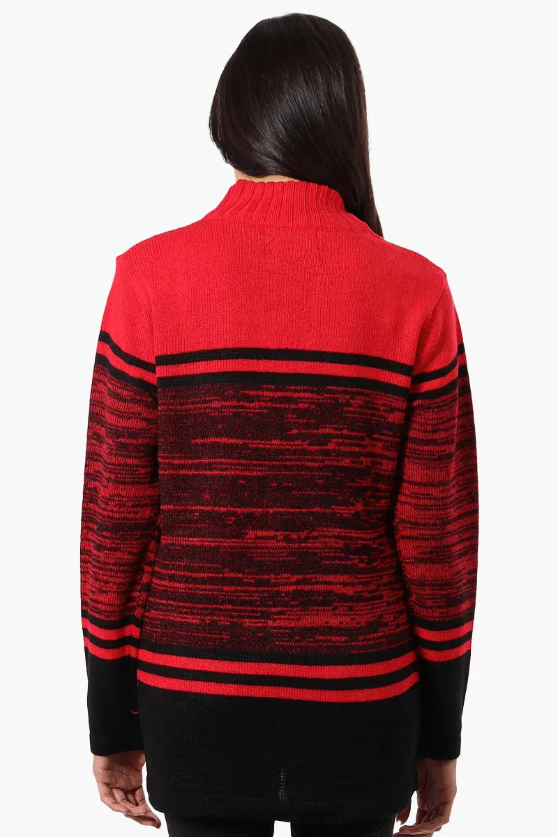 Canada Weather Gear Patterned 1/4 Zip Pullover Sweater - Red
