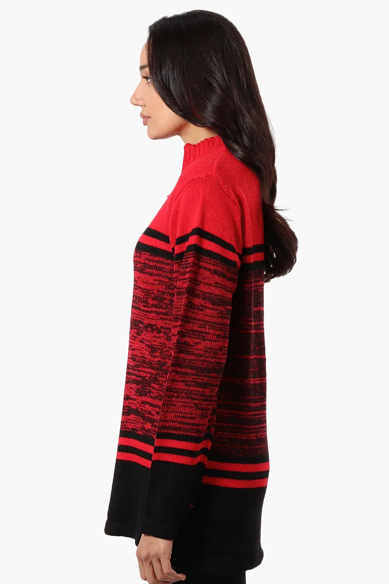 Canada Weather Gear Patterned 1/4 Zip Pullover Sweater - Red