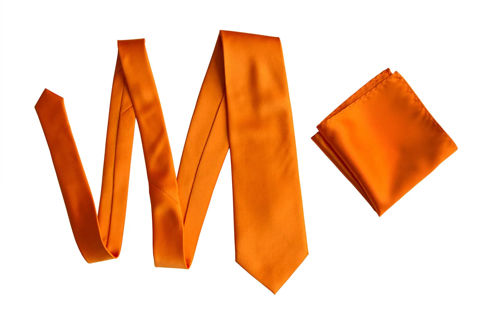Carrot Orange Necktie. Solid Color Satin Finish Tie, No Print