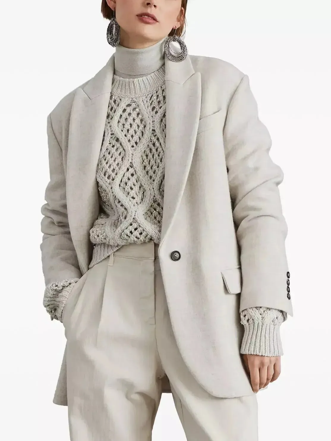 Cashmere Open-Knit Sweater with Sequin Detail
