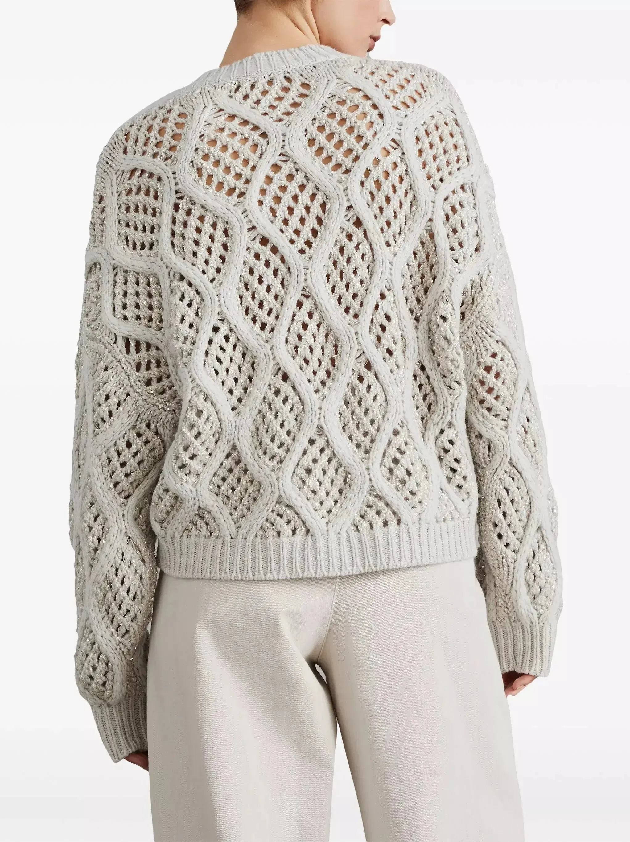 Cashmere Open-Knit Sweater with Sequin Detail
