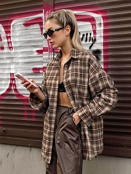 Causal Street Vintage Retro Check Shirt