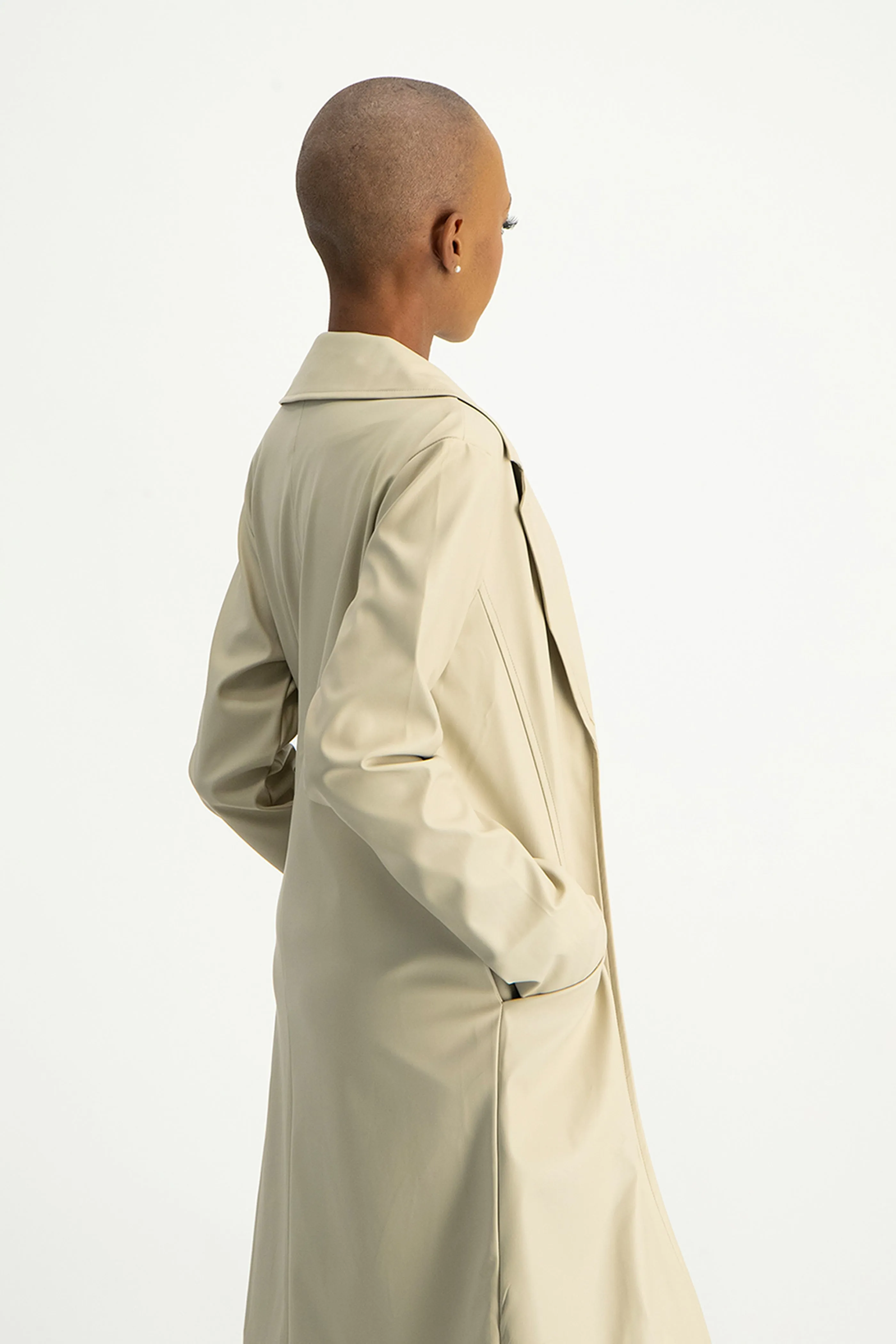 Cece Faux Leather Trench Coat - Ivory