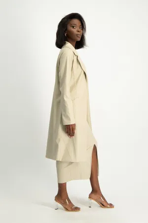 Cece Faux Leather Trench Coat - Ivory