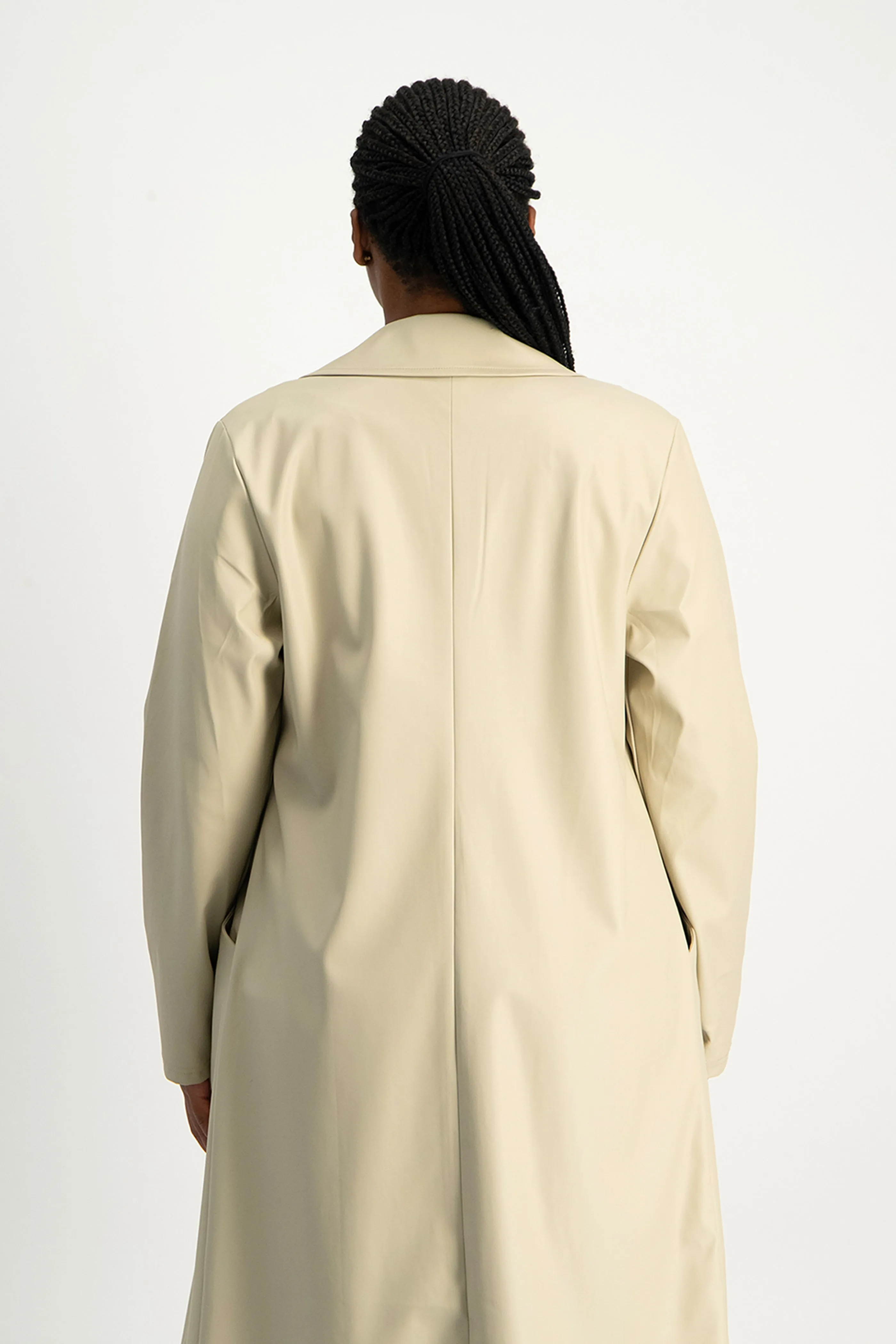 Cece Faux Leather Trench Coat - Ivory