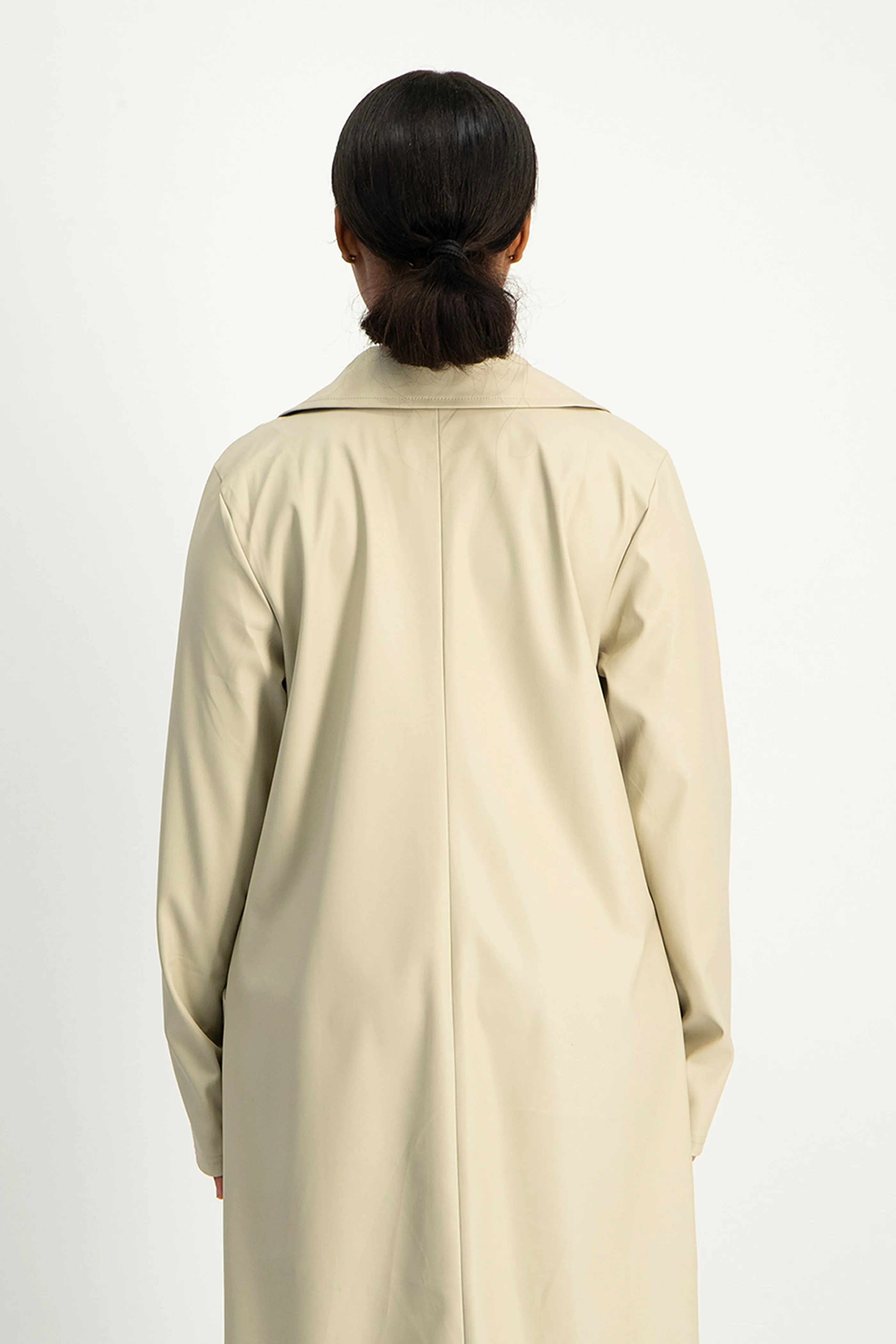 Cece Faux Leather Trench Coat - Ivory