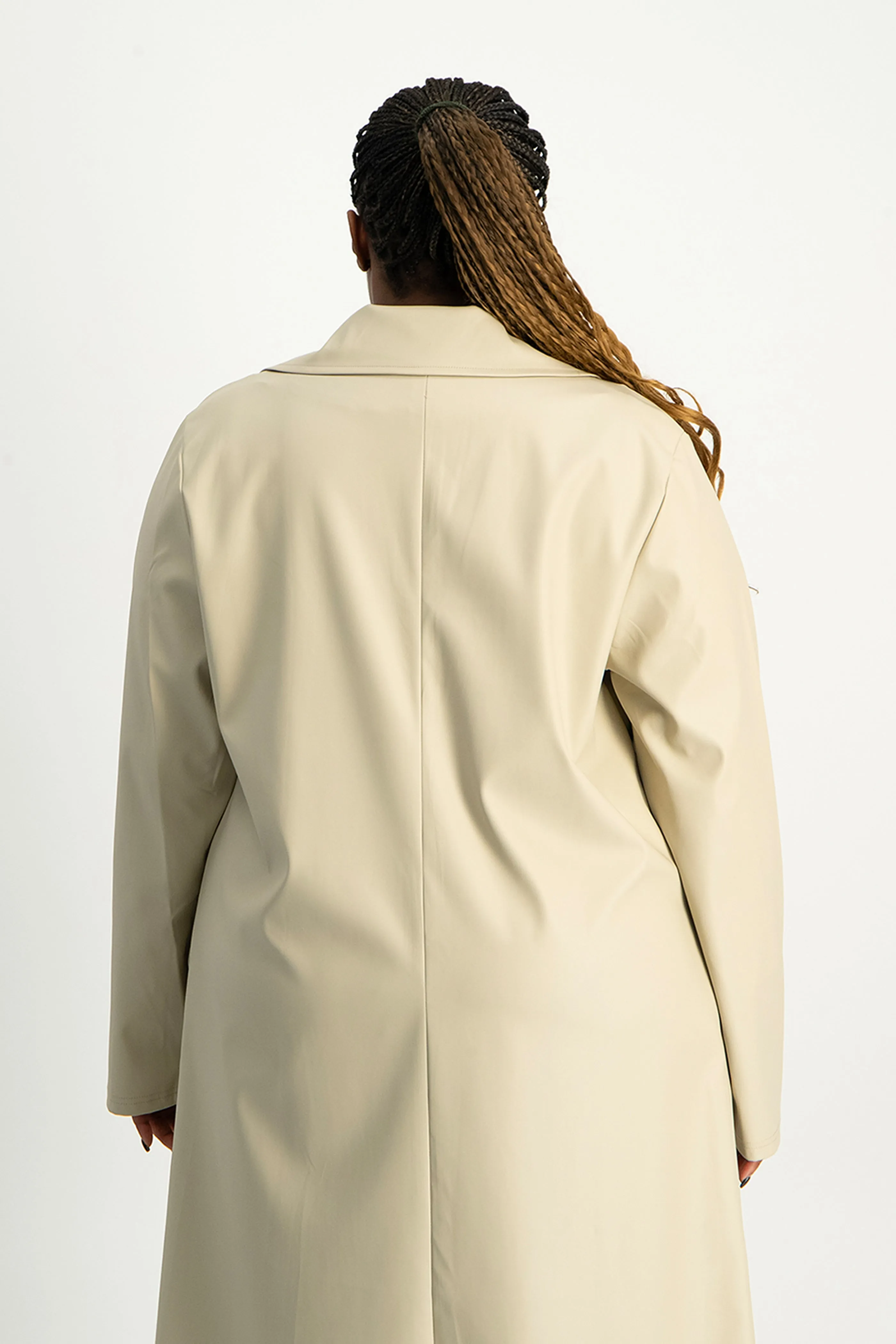 Cece Faux Leather Trench Coat - Ivory