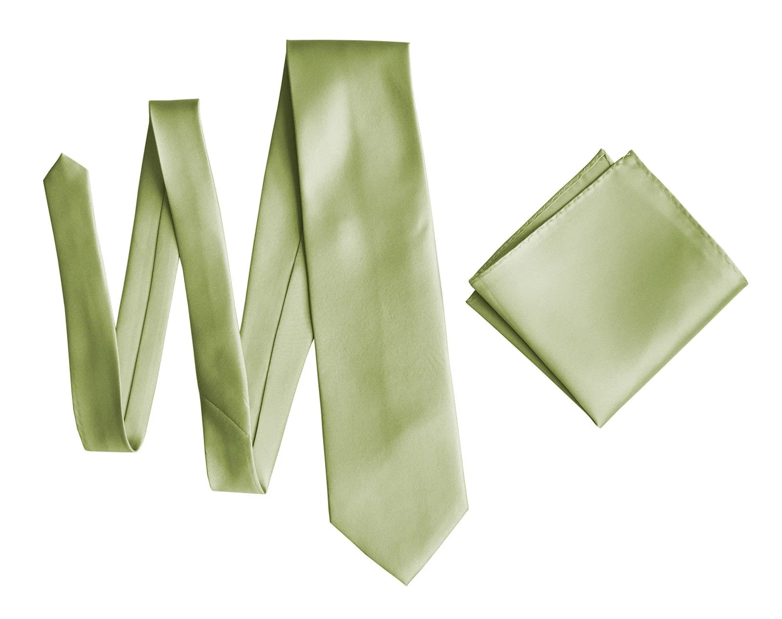 Celery Green Necktie. Solid Color Satin Finish Tie, No Print