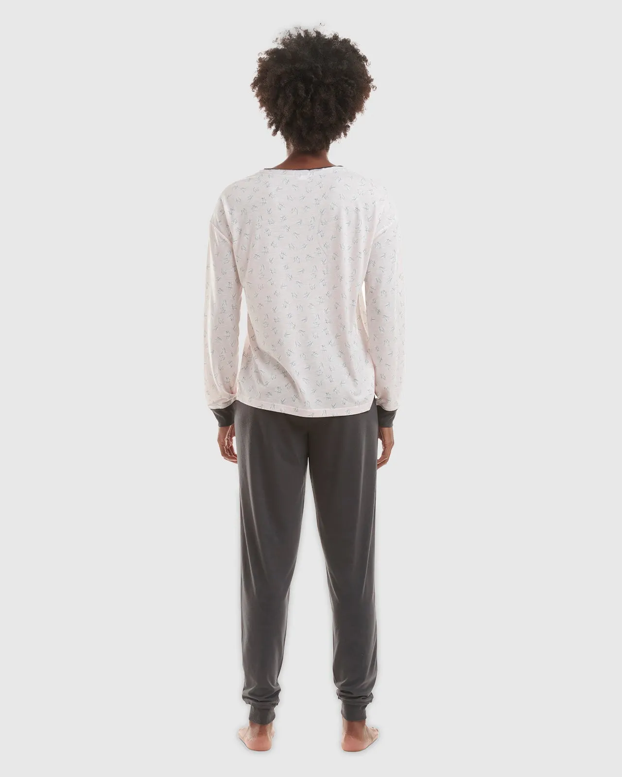 Charcoal Scratch Dot Pullover Jogger PJ Set