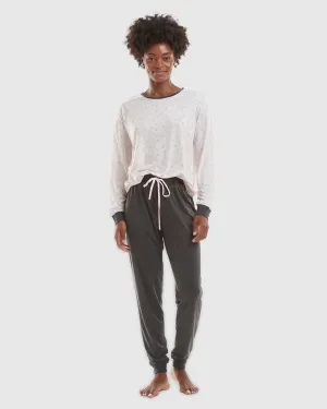 Charcoal Scratch Dot Pullover Jogger PJ Set