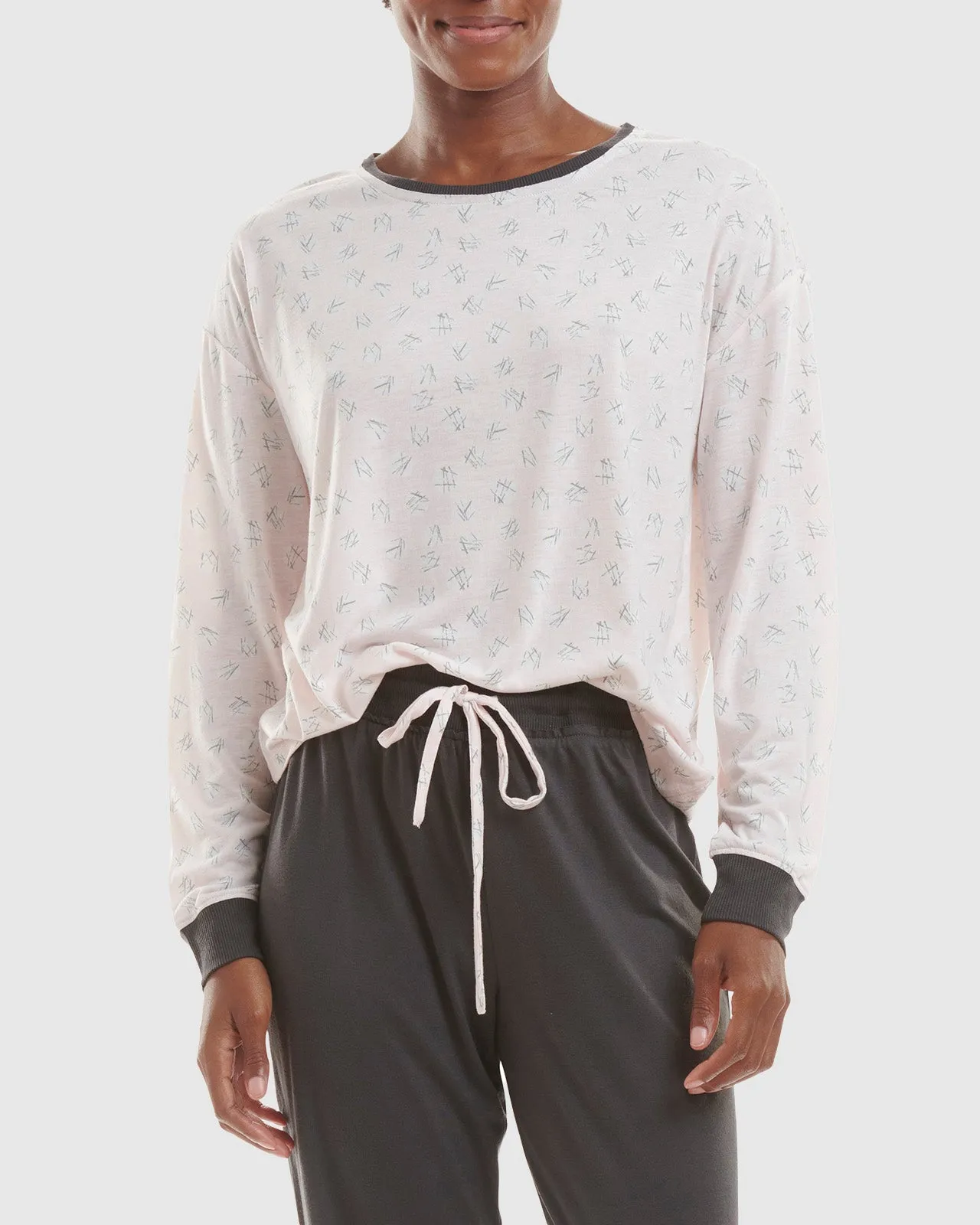 Charcoal Scratch Dot Pullover Jogger PJ Set