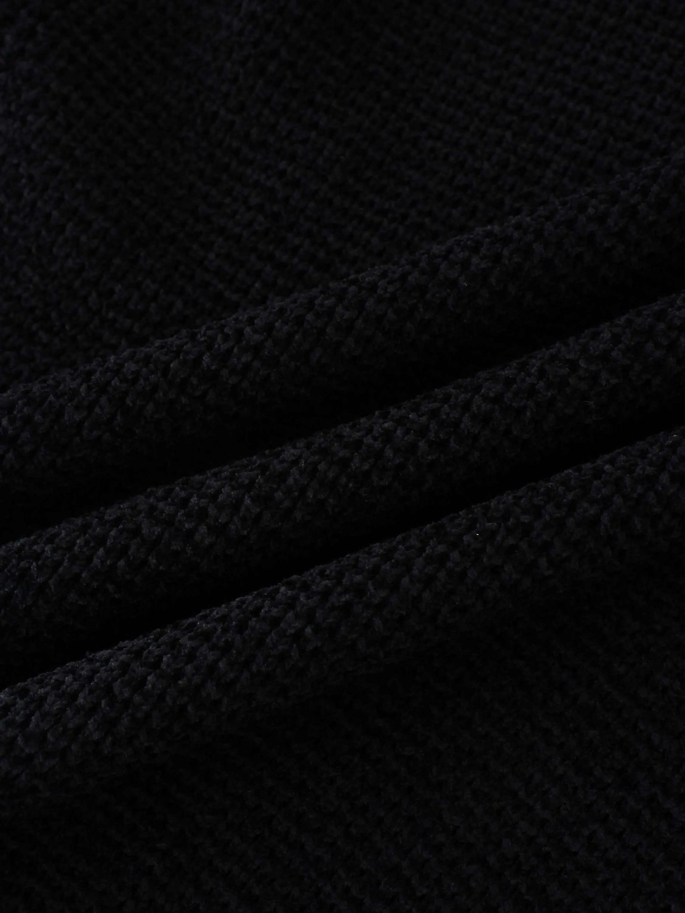Chenille Waffle Sweater-Black