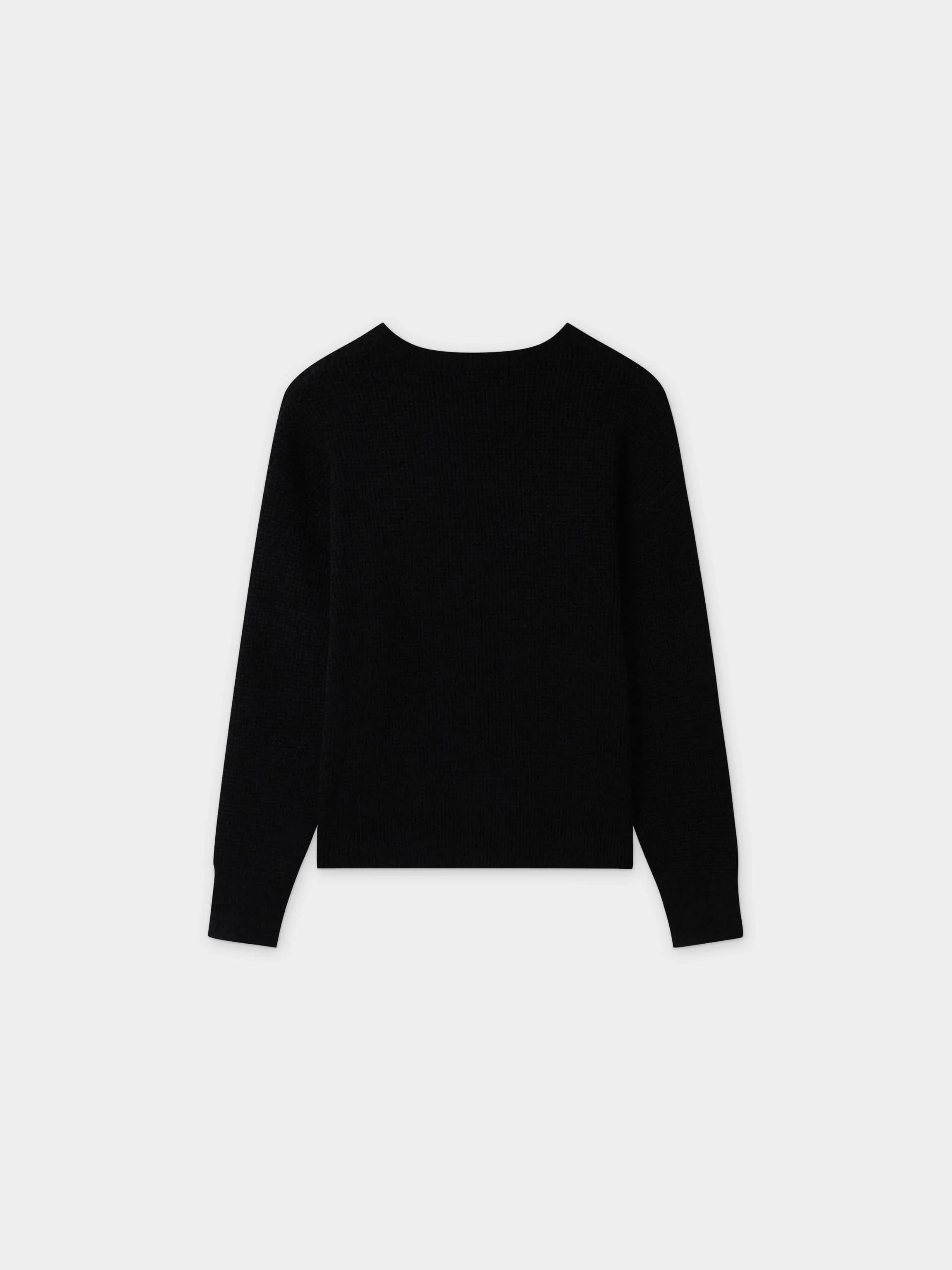 Chenille Waffle Sweater-Black