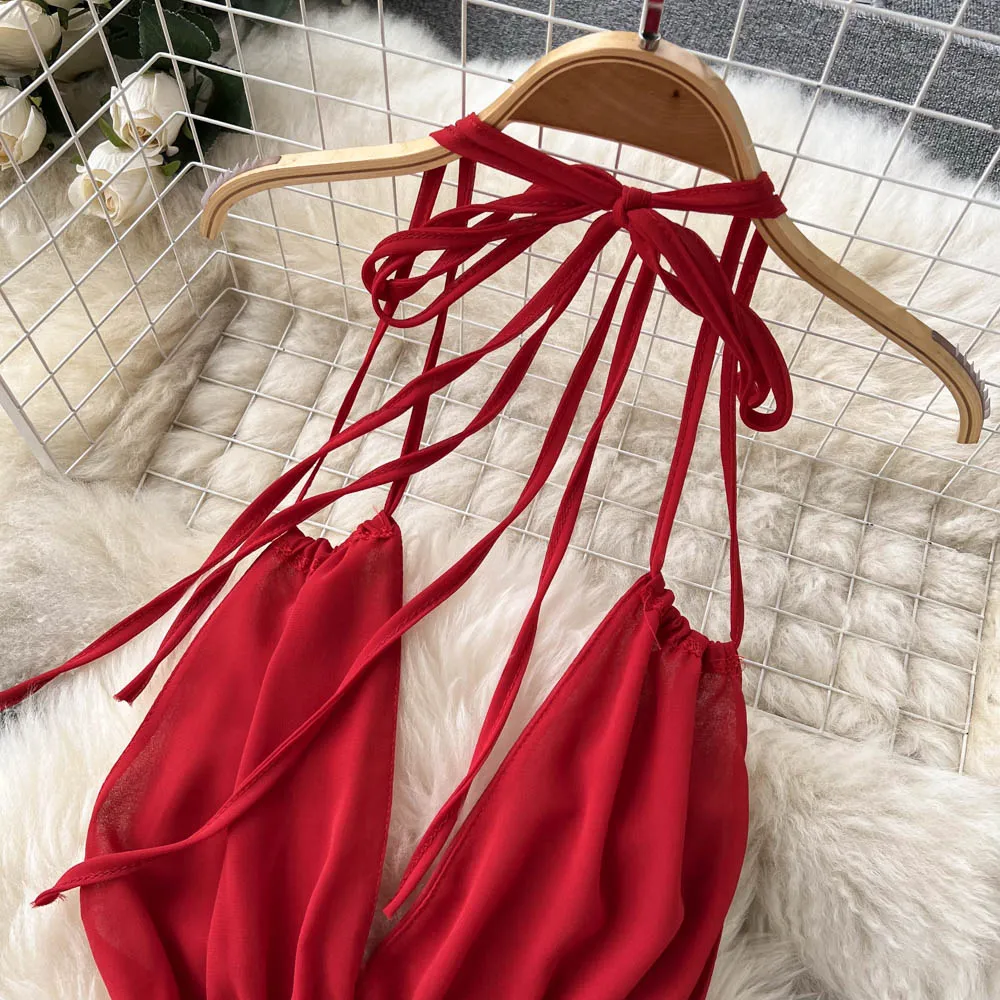 Chiffon High-waist Slip Dress