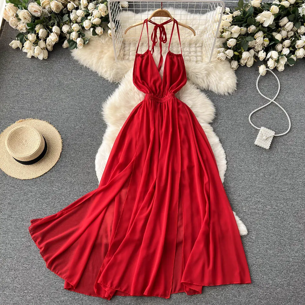 Chiffon High-waist Slip Dress