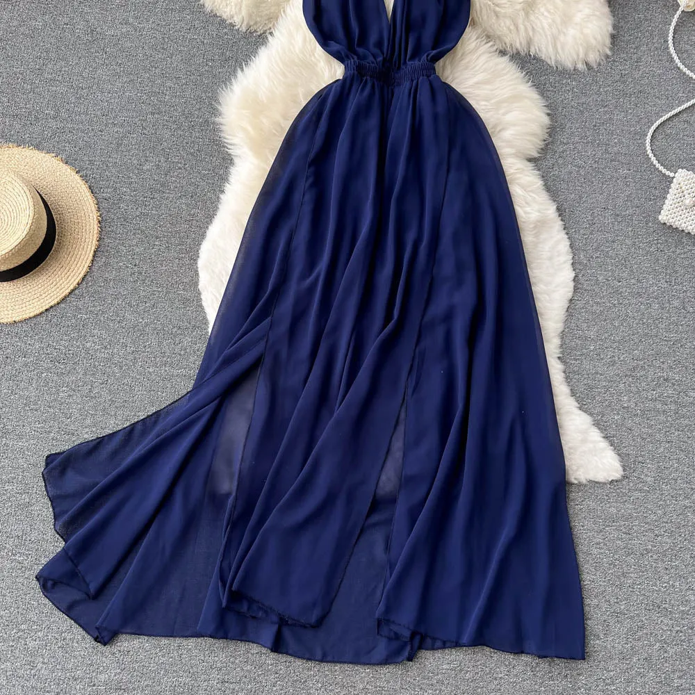 Chiffon High-waist Slip Dress