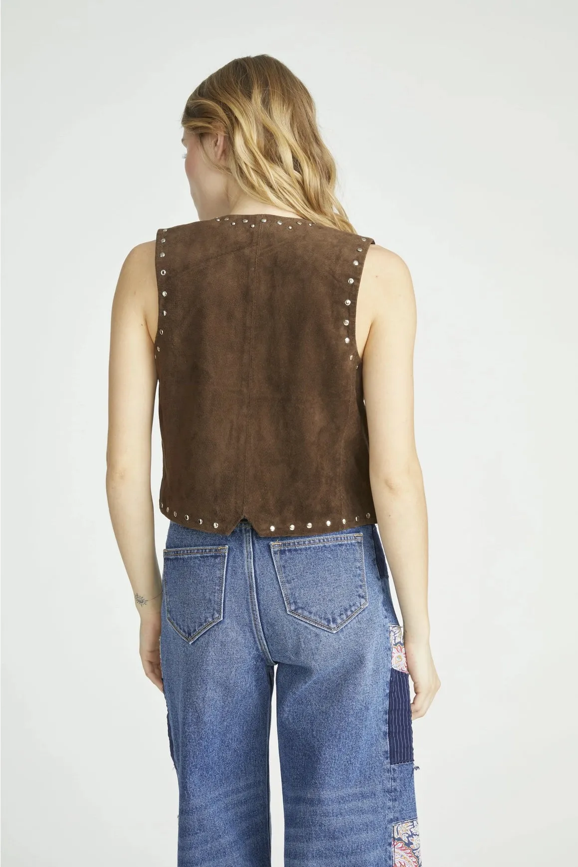 Chocolate Suede Studded Vest