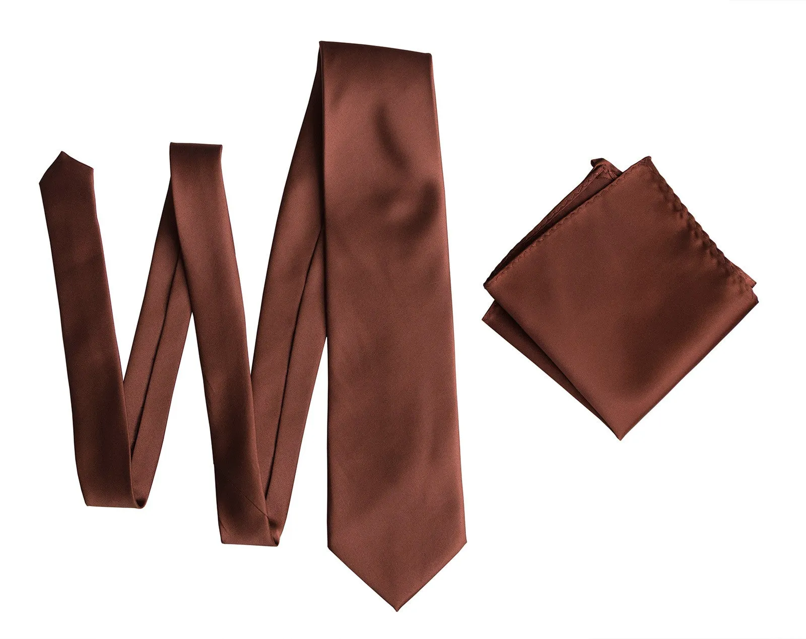 Cinnamon Necktie. Solid Color Medium Brown Satin Finish Tie, No Print