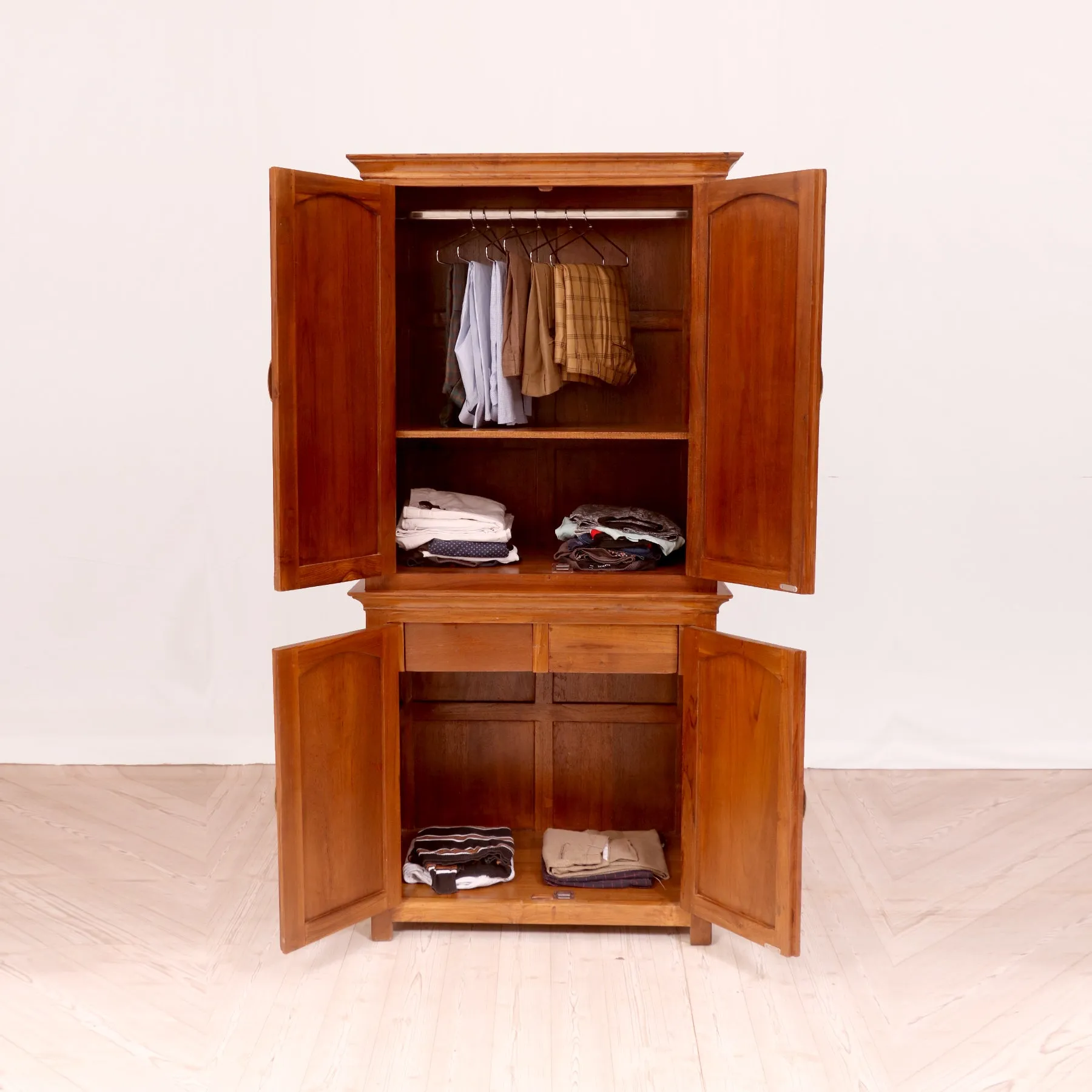 Classic 2-Part Wooden Wardrobe