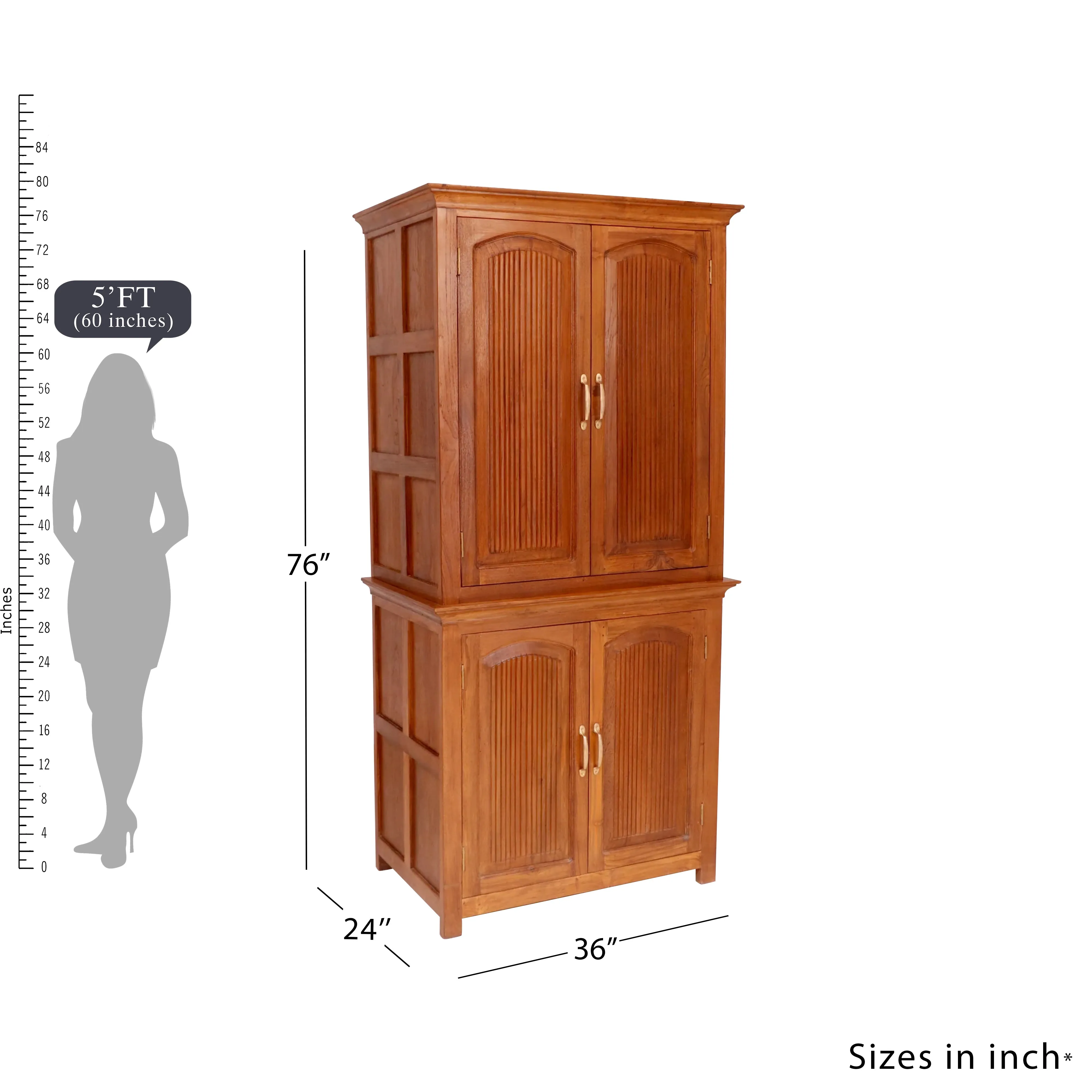 Classic 2-Part Wooden Wardrobe