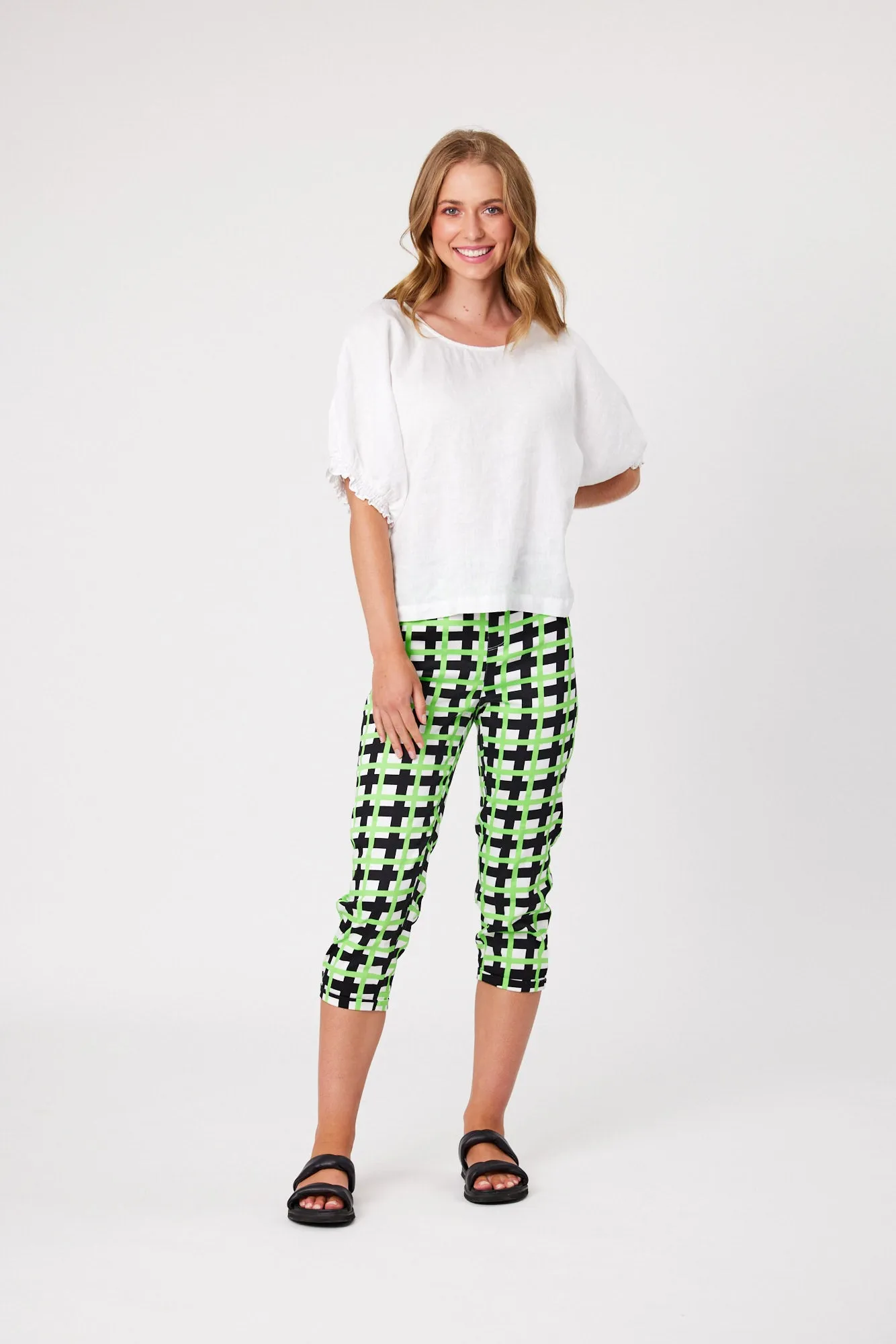 Classified Santorini Linen Blend Top - White