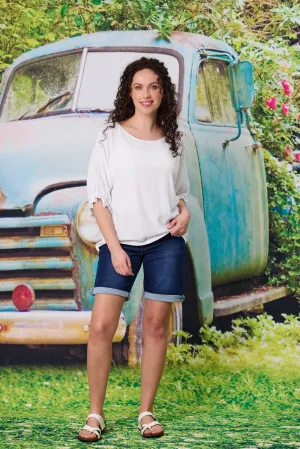 Classified Santorini Linen Blend Top - White