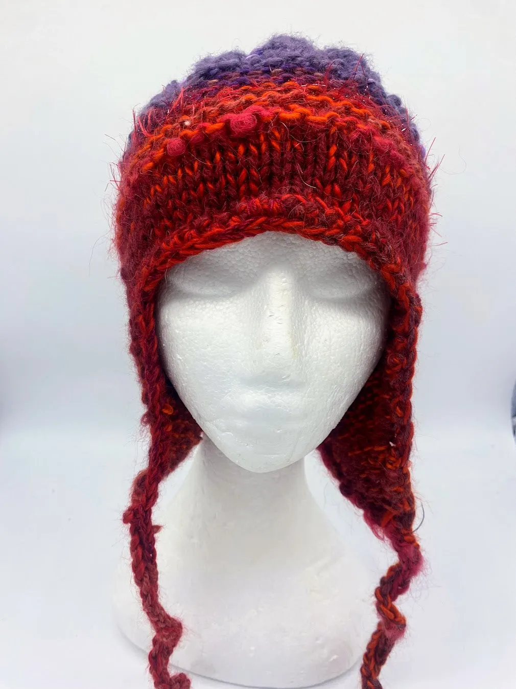 COASTAL BEANIE -Red/Purple-Medium/Large